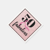 50 en Fabulous Pink Glitter Birthday Party Servet (Hoek)