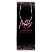 50 en Fabulous Pink Glitter Black Birthday Wijn Cadeautas (Achterkant)