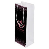 50 en Fabulous Pink Glitter Black Birthday Wijn Cadeautas (Voorkant Gekanteld)