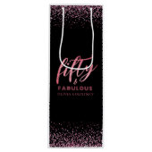 50 en Fabulous Pink Glitter Black Birthday Wijn Cadeautas (Voorkant)
