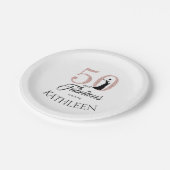 50 en Fabulous Pink Glitter Custom Name Papieren Bordje (Gekanteld)