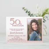50 en Fabulous Pink Glitter Foto 50e verjaardag Kaart (Staand voorkant)