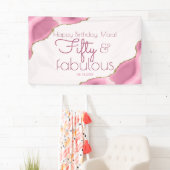 50 en Fabulous Pink Gold 50th Birthday Banner (Insitu)