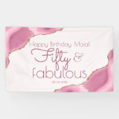 50 en Fabulous Pink Gold 50th Birthday Banner (Horizontaal)