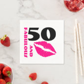 50 en Fabulous Pink lipstick 50e verjaardag Servet (Insitu)
