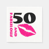 50 en Fabulous Pink lipstick 50e verjaardag Servet (Voorkant)