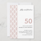 50 en Fabulous Pink Minimalist Art Deco 50th Kaart (Voorkant)