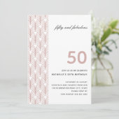50 en Fabulous Pink Minimalist Art Deco 50th Kaart (Staand voorkant)
