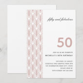 50 en Fabulous Pink Minimalist Art Deco 50th Kaart (Voorkant / Achterkant)