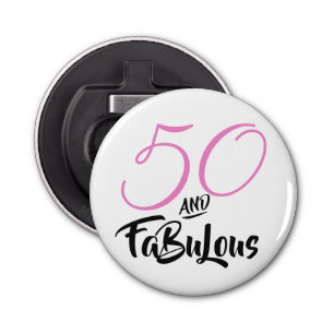 50 en Fabulous Pink Personalized Birthday Party Button Flesopener