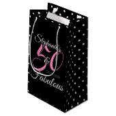50 en Fabulous Pink Personalized Birthday Party Klein Cadeauzakje (Achterkant Gekanteld)