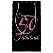 50 en Fabulous Pink Personalized Birthday Party Klein Cadeauzakje (Voorkant)