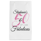 50 en Fabulous Pink Personalized Birthday Party Klein Cadeauzakje (Voorkant)