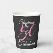 50 en Fabulous Pink Personalized Birthday Party Papieren Bekers (Achterkant)