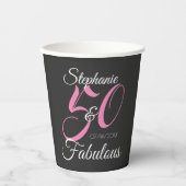 50 en Fabulous Pink Personalized Birthday Party Papieren Bekers (Voorkant)