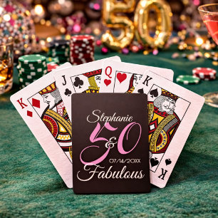 50 en Fabulous Pink Personalized Birthday Party Pokerkaarten