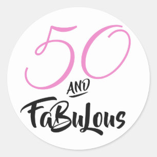 50 en Fabulous Pink Personalized Birthday Party Ronde Sticker