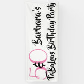 50 en Fabulous Pink Personalized Birthday Party Spandoek (Verticaal)