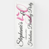50 en Fabulous Pink Personalized Birthday Party Spandoek (Verticaal)