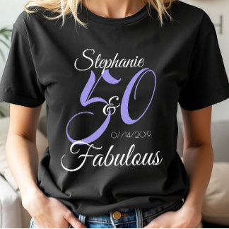50 en Fabulous Pink Personalized Birthday Party T-shirt