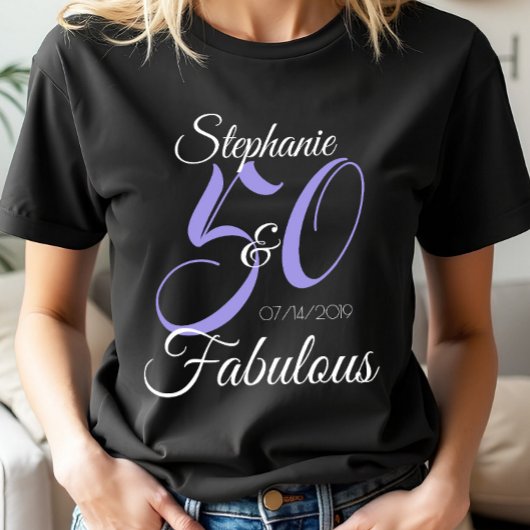50 en Fabulous Pink Personalized Birthday Party T-shirt