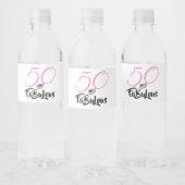 50 en Fabulous Pink Personalized Birthday Party Waterfles Etiket (Flessen)