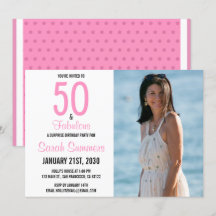 50 en Fabulous Pink Photo 50th Birthday