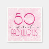 50 en Fabulous Pink Retro Typografie Party Servet (Voorkant)