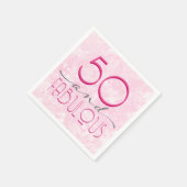 50 en Fabulous Pink Retro Typografie Party Servet (Hoek)