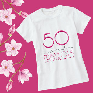 50 en Fabulous Pink Retro Typografie T-shirt