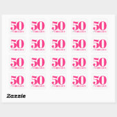 50 en Fabulous Pink Retro Typografie Vierkante Sticker (Vel)