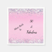 50 en Fabulous Pink Silver Glitter Servet (Voorkant)