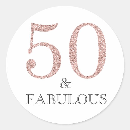 50 en Fabulous Pink | Typografie 50e verjaardag Ronde Sticker (Voorkant)