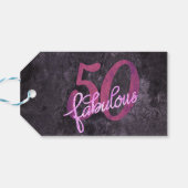 50 en Fabulous | Plum Paarse en roze grunge Cadeaulabel (Achterkant Horizontaal)