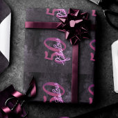 50 en Fabulous | Plum Paarse en roze grunge Cadeaupapier