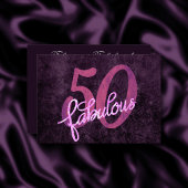 50 en Fabulous | Plum Paarse en roze grunge Kaart