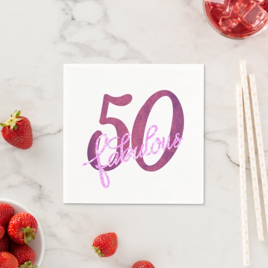 50 en Fabulous | Plum Paarse en roze grunge Servet (Insitu)