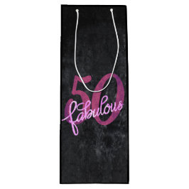 50 en Fabulous | Plum Paarse en roze grunge Wijn Cadeautas