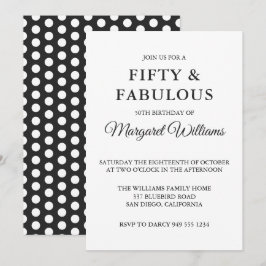50 en Fabulous Polka Dots Black White Trendy Kaart