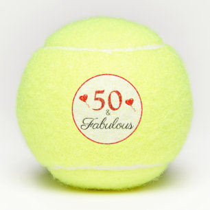 50 en Fabulous Quote Red 50ste verjaardag Tennisballen