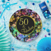 50 en Fabulous Rainbow 50th Birthday Party Papieren Bordje (Feest)