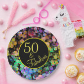 50 en Fabulous Rainbow 50th Birthday Party Papieren Bordje (Feest)