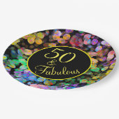 50 en Fabulous Rainbow 50th Birthday Party Papieren Bordje (Gekanteld)