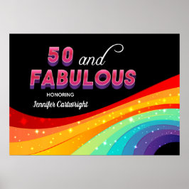 50 en Fabulous Rainbow 50th Birthday Party Poster