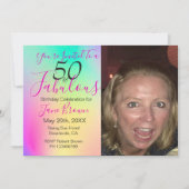 50 en Fabulous Rainbow Colorful Birthday Kaart (Voorkant)
