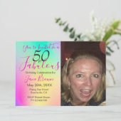 50 en Fabulous Rainbow Colorful Birthday Kaart (Staand voorkant)