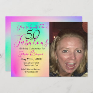 50 en Fabulous Rainbow Colorful Birthday Kaart