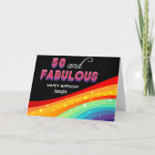 50 en Fabulous Rainbow Custom 50th Birthday Kaart (Voorkant)