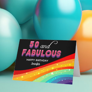50 en Fabulous Rainbow Custom 50th Birthday Kaart