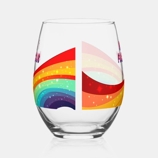 50 en Fabulous Rainbow Custom 50th Verjaardag Wijnglas Zonder Voet (Links)